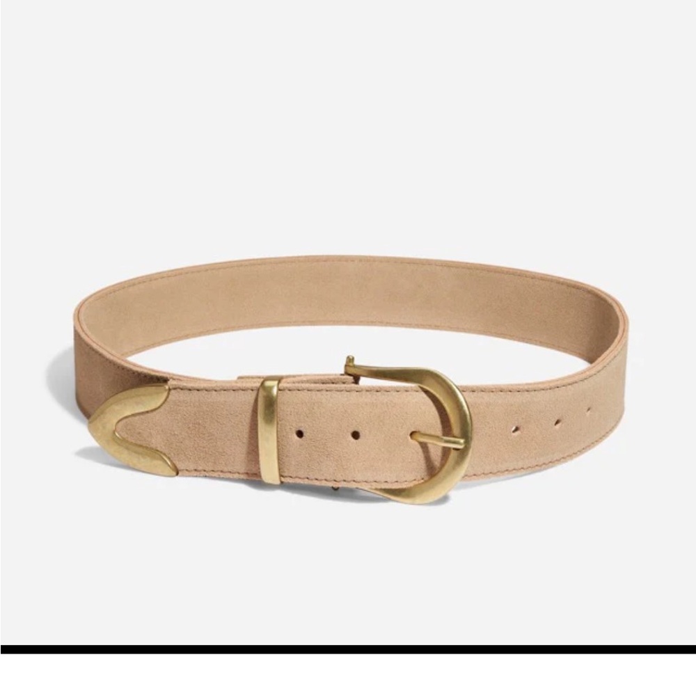 Nisolo Tan Leather Belt with Gold Buckle